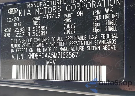 2021 Kia Seltos Lx из США, поврежденный, VIN KNDEPCAA5M7162567